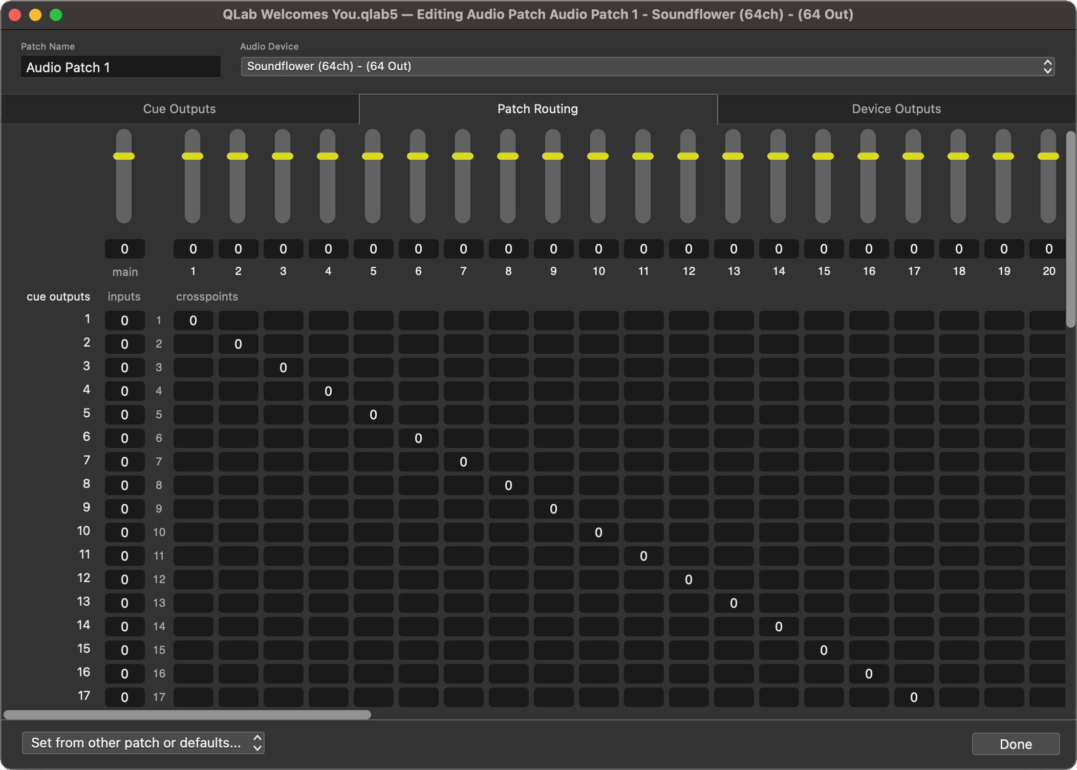 QLab audio screenshot
