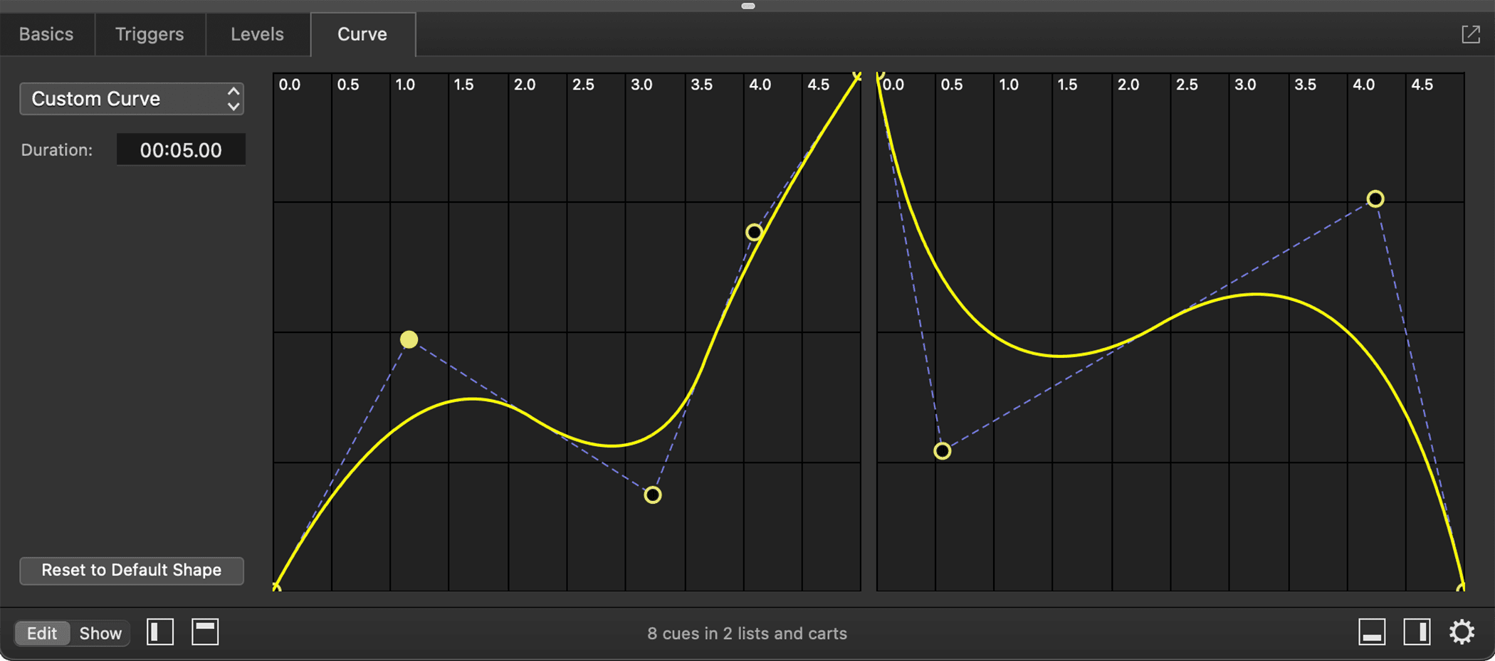 QLab lighting screenshot