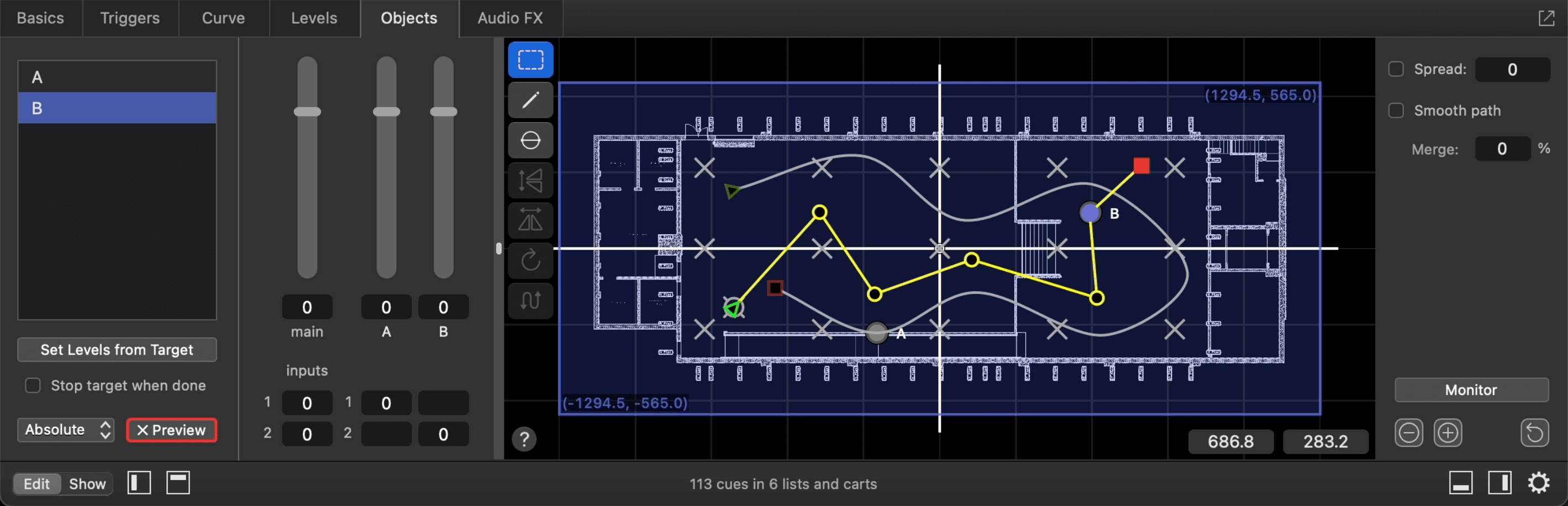 QLab object audio screenshot