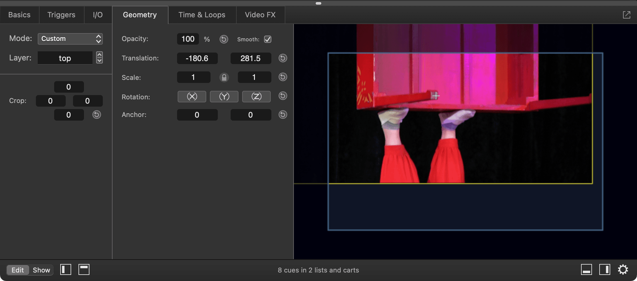 QLab video screenshot