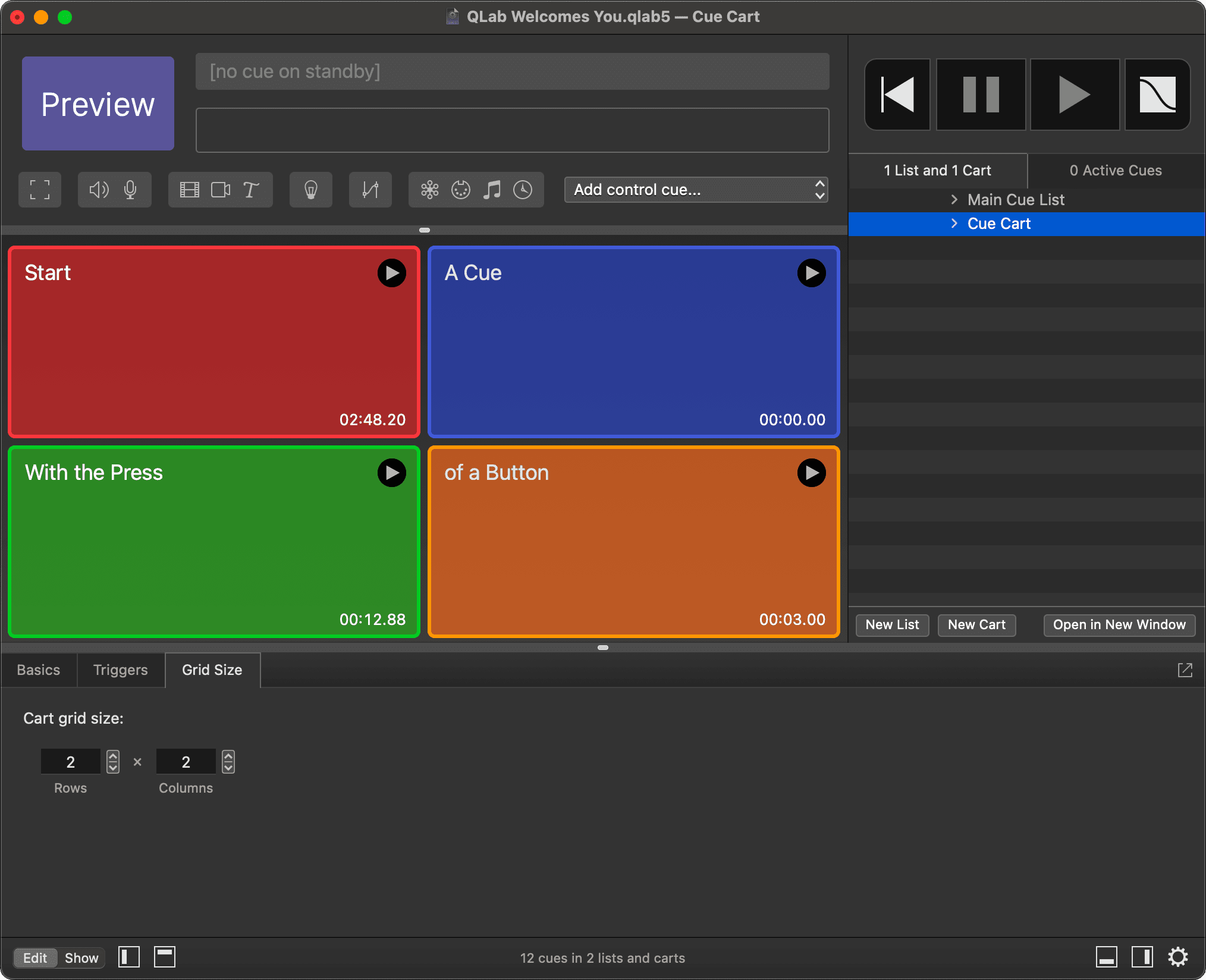 QLab workflow screenshot