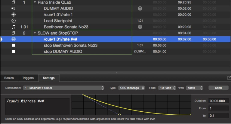 qlab no fade parameters