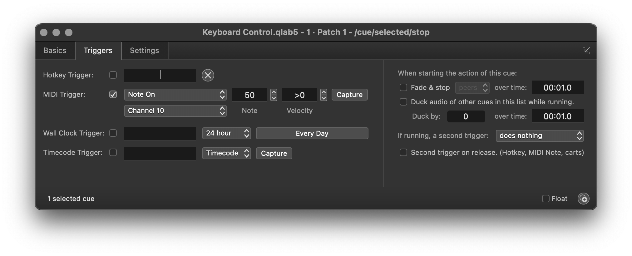 The Triggers tab - variable MIDI values