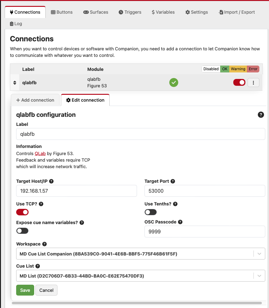 QLabfb connection