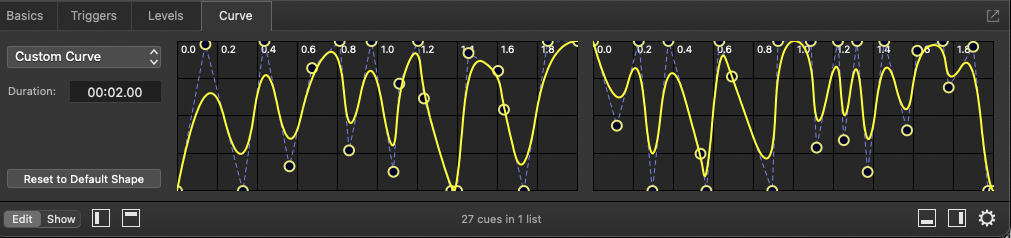 A Light cue's fade curve