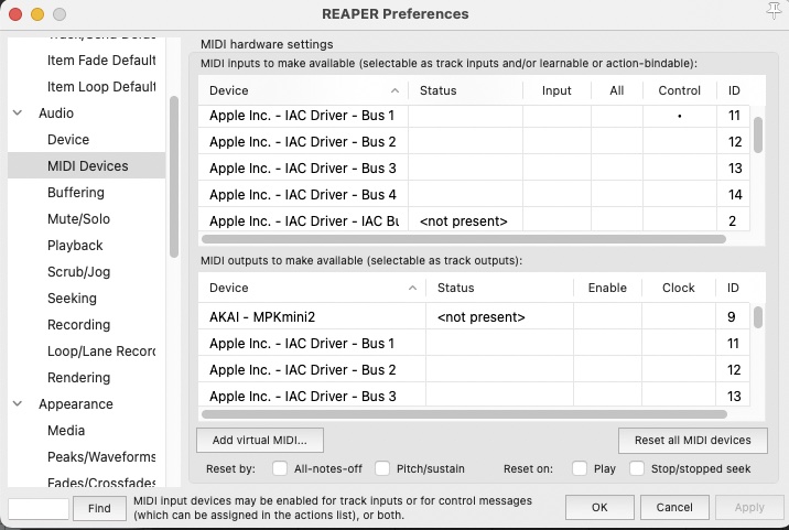 Reaper Preferences