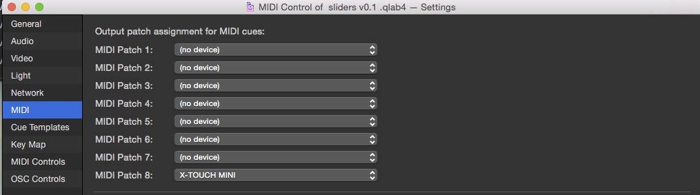 MIDI settings
