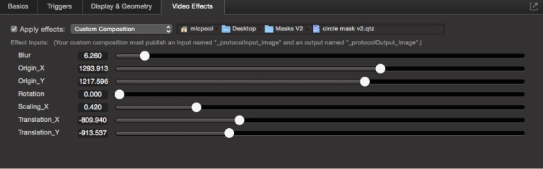Video effect controls