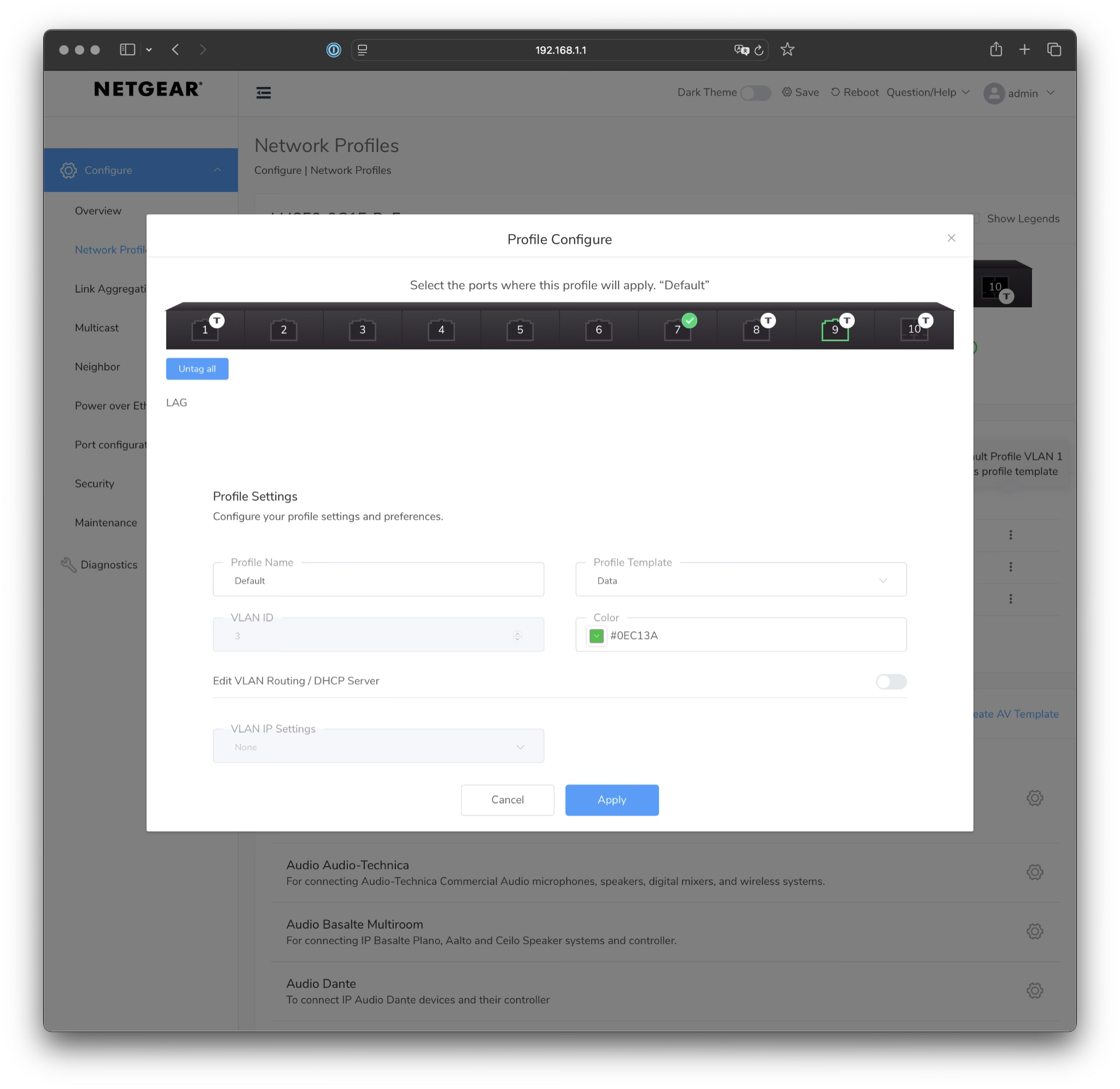 Assigning the Show Control VLAN to ports