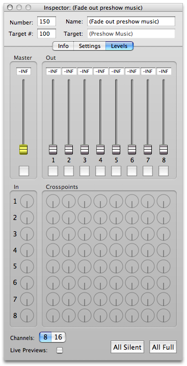 Fade cue levels.