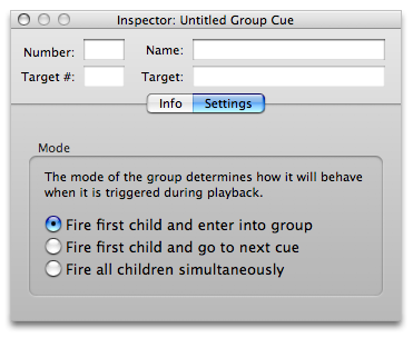 Group cue settings.