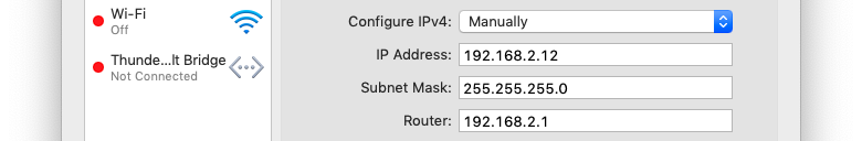 Static IP settings