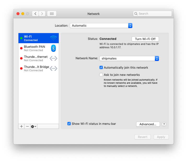 Wifi connected with DHCP