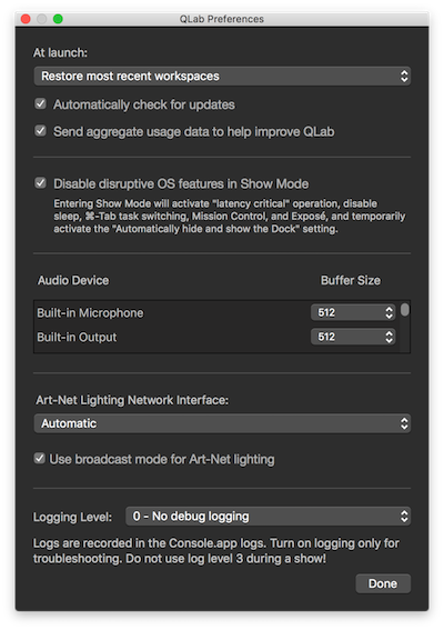 qlab shortcuts