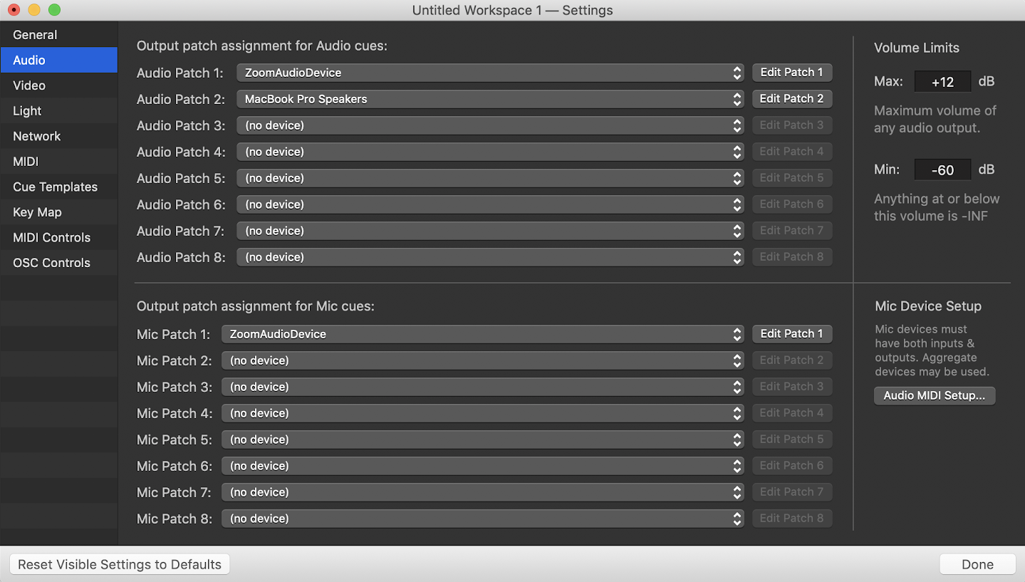 Qlab для windows. QLAB Mac os. Q Lab плеер. Аудио патч система. Audio settings.