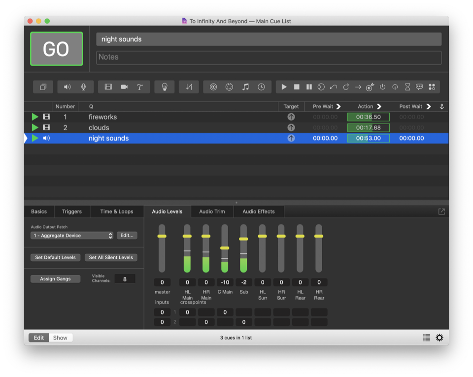 qlab no fade parameters