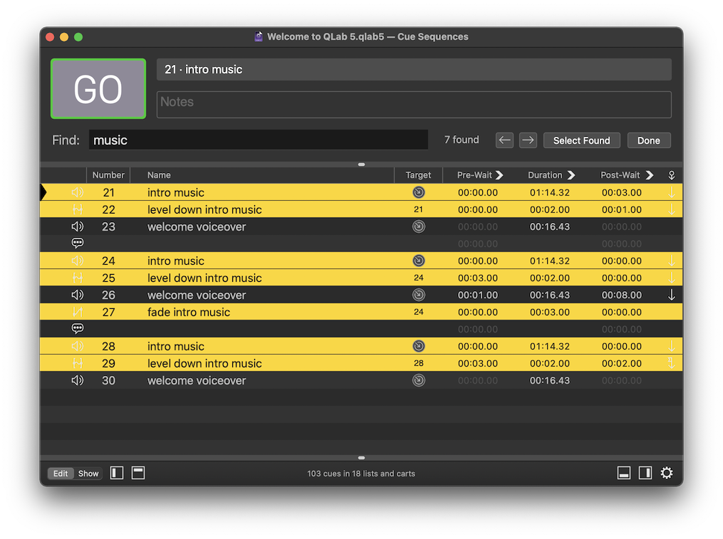 qlab keyboard shortcuts