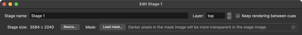 The video stage editor - top area