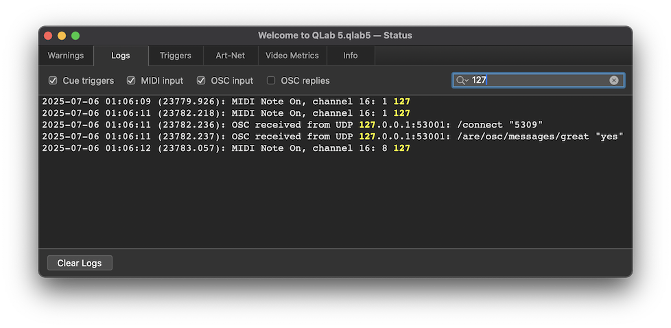Filtering the logs